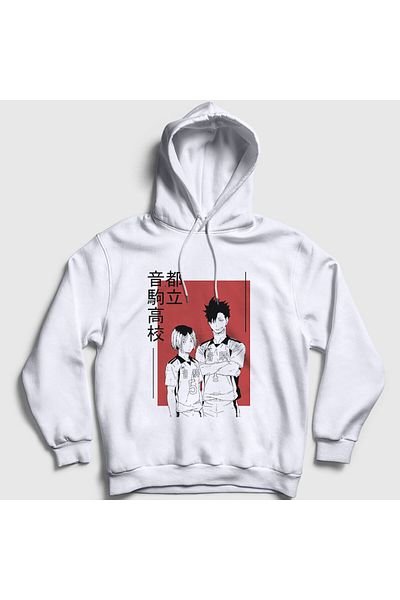 Presmono Unisex Λευκό Kuroken Volleyball High Anime Haikyu φούτερ με κουκούλα 237730 ττ