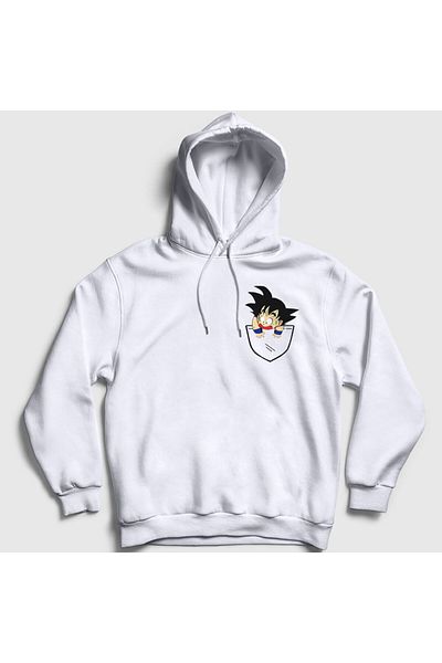 Presmono Φούτερ με κουκούλα Unisex White Pocket Goku Anime Dragon Ball 236881 ττ