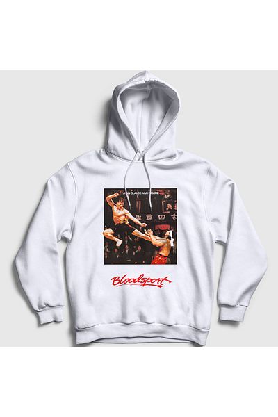 Presmono Φούτερ με κουκούλα Unisex White Bloodsport V3 Ταινία Jean Claude Van Damme 259327 ττ