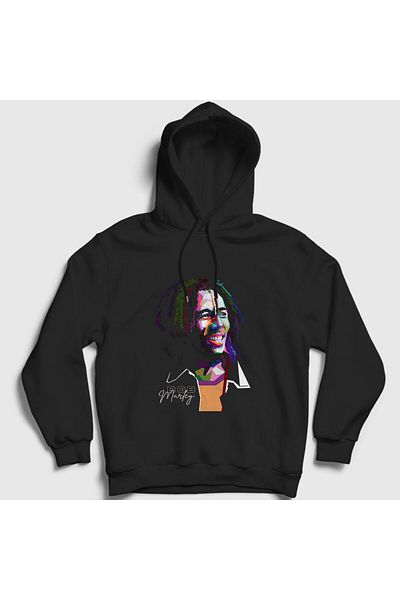 Presmono Φούτερ με κουκούλα Unisex Black Look Bob Marley 265303 ττ