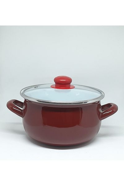 Avşar Enamel House 20 cm Diameter, Claret Red Enamel Stove