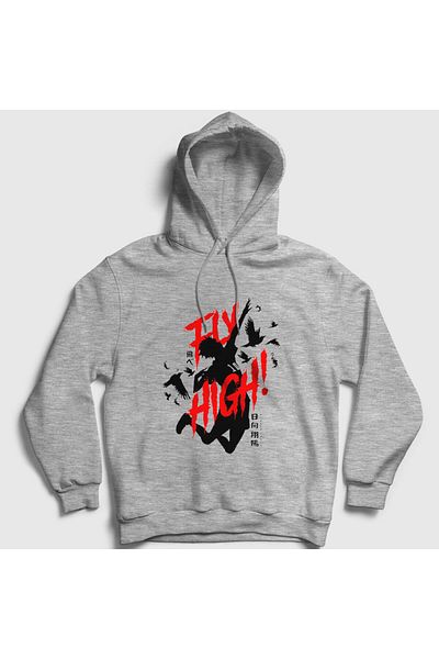 Presmono Φούτερ με κουκούλα Unisex Grey Fly High Volleyball Anime Haikyu 237473 ττ