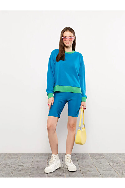 LC Waikiki LCW Vision Blue Pantaloni scurti de motociclist pentru femei, cu talie elastică