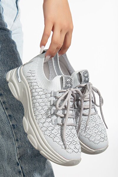 royalmoni Lace-Up Walking Shoes Women's Sports Shoes Gray