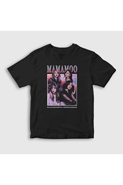 Presmono Unisex dečji crni poster K-pop Mamamoo T-shirt 274039tt