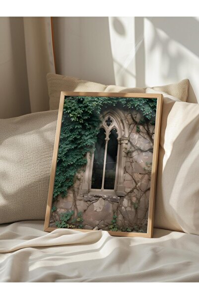 Postifull Πίνακας με κορνίζα με θέμα Το παράθυρο στο δάσος, Κάθετη ζωγραφική τοίχων Comfort Series NO:108495