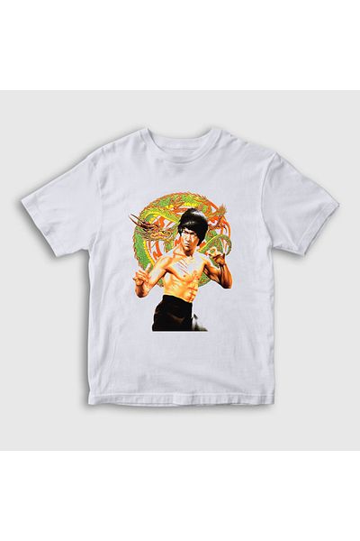 Presmono Tricou unisex Dragon alb Bruce Lee pentru copii256739tt