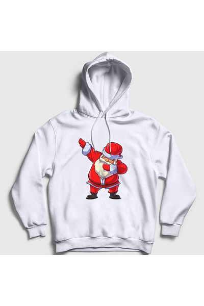 Presmono Unisex Λευκό Χριστουγεννιάτικο φούτερ με κουκούλα Άγιος Βασίλης 269310 ττ
