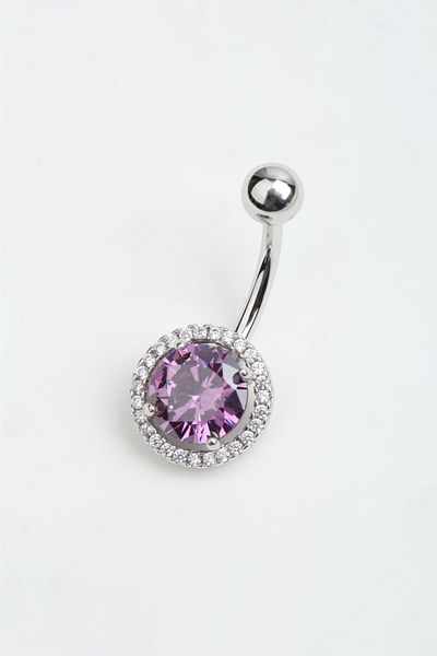 VLM AKSESUAR Purple Stone Navel Piercing Surgical Steel (10mm)