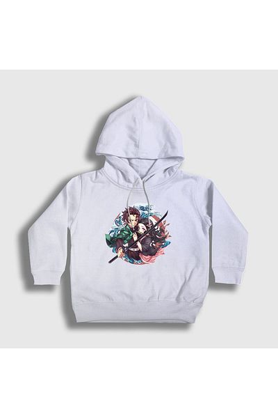 Presmono Unisex Παιδικό λευκό Tanjiro Nezuko Anime Demon Slayer Kimetsu No Yaiba Φούτερ με κουκούλα 308922 ττ