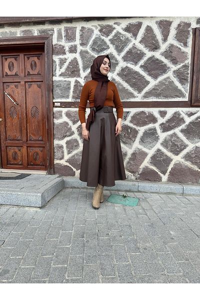 sümeyra Σετ 2 τεμαχίων με ζώνη και φόδρα για δερμάτινη φούστα και πουλόβερ