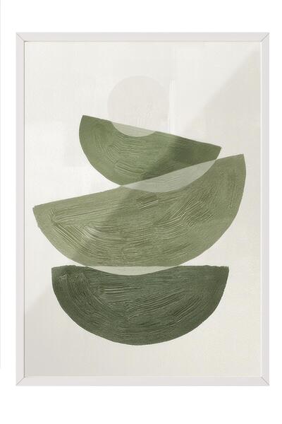 Postifull Green Graphic Shapes No1 Framed Painting, Vertical Wall Painting Comfort Series No:108548