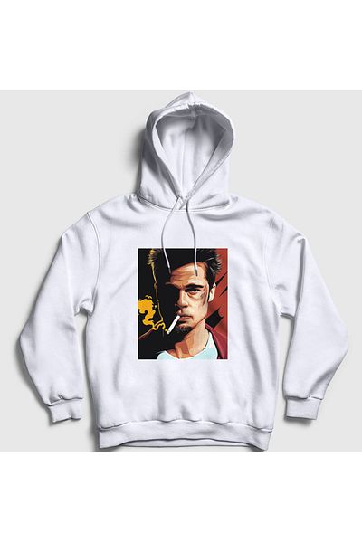 Presmono Unisex Λευκό Tyler Durden Brad Pitt Fight Club Φούτερ με κουκούλα 327513 ττ