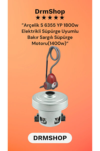 shopdrm Motor compatibil cu aspiratorul Arçelik S6355 YP 1800W Motor de aspirator cu bobină de cupru (1400W)