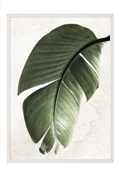 Postifull Green Strelitzia Leaf Framed Painting, Vertical Wall Painting Comfort Series No:108550