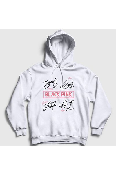Presmono Unisex Λευκό φούτερ Tanda Tangan Blackpink με κουκούλα 294160 ττ