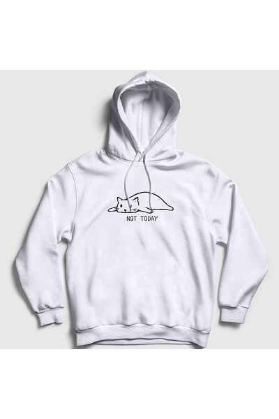 Presmono Unisex Λευκό Φούτερ με κουκούλα Cat Cat Not Today 288690 ττ