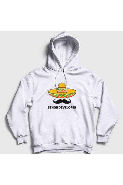 Presmono Φούτερ με κουκούλα Unisex White Senior Developer Software 339038 ττ