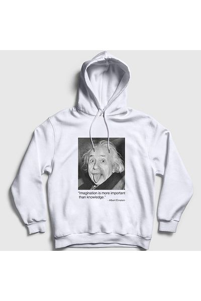 Presmono Φούτερ Albert Einstein Unisex με λευκή κουκούλα - Imagination Scientist 335050 ττ