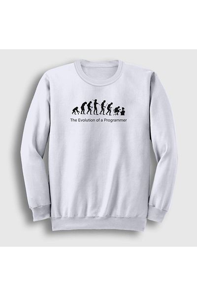 Presmono Φούτερ Unisex White Evolution Developer Software 333082 ττ