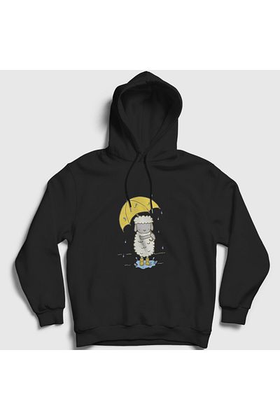 Presmono Φούτερ Unisex Μαύρο Sheep And Rain Lamb με κουκούλα 288990 ττ