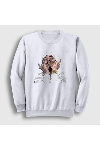 Presmono Φούτερ Unisex White Laugh Post Malone 304327 ττ