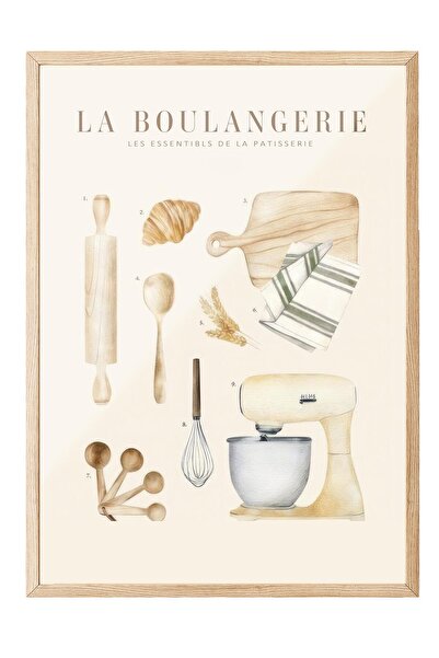 Postifull La Boulangerie No2 Çerçeveli Tablo, Ahşap Çerçeve ve Poster, Duvar Tablosu Comfort Serisi NO:108563