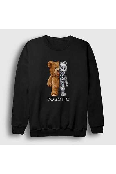 Presmono Φούτερ Unisex Μαύρο Robot Bear Teddy Bear 306093 ττ
