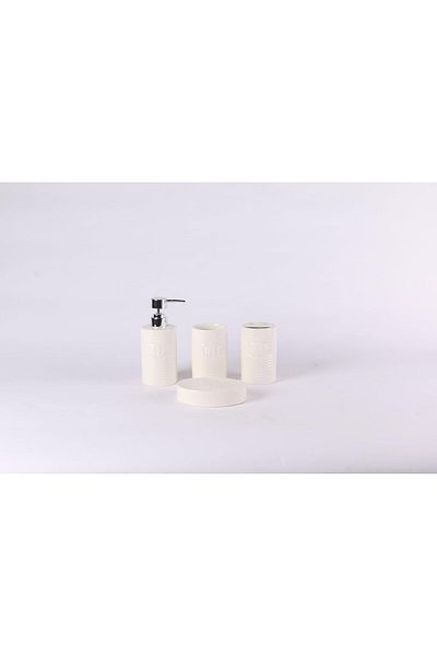 ORCHID 4PCS CERAMIC BATH SET WORDS WHITE D1929