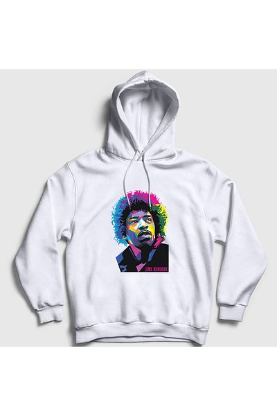 Presmono Φούτερ με λευκή κουκούλα Unisex Jimi Hendrix - 302277 ττ