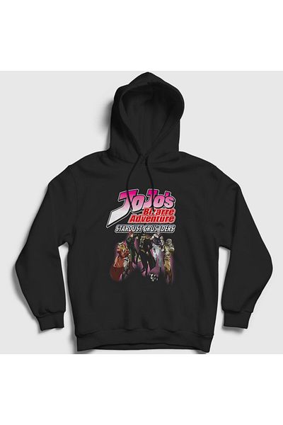 Presmono Φούτερ με κουκούλα Unisex Black Stardust Crusaders Anime Jojo 327327 ττ