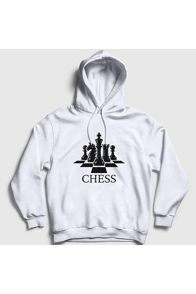 Presmono Φούτερ Unisex White Board Chess Chess με κουκούλα 331117 ττ