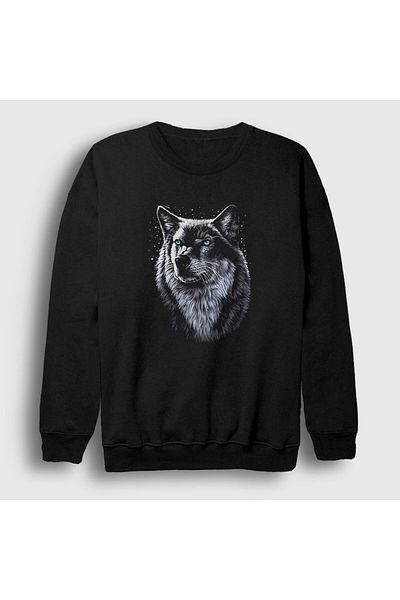 Presmono Unisex Μαύρο φούτερ Siberian Wolf Wolf 307251 ττ