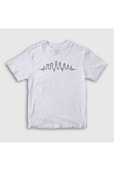 Presmono Tricou unisex pentru șah alb Heartbeat Ches Chess334287tt