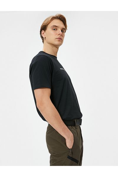 Koton Slim Fit T-Shirt Slogan Printed Crew Neck Short Sleeve