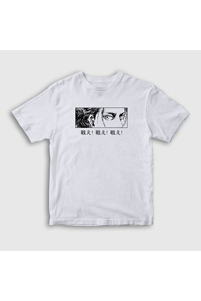 Presmono Tricou unisex alb Eren Yeager Flowers Anime Attack On Titan314539tt