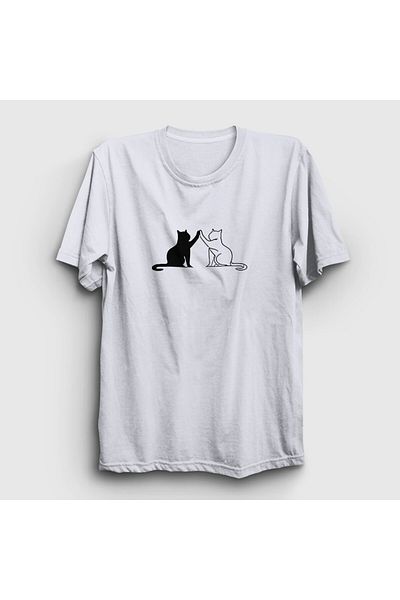 Presmono Μπλουζάκι Unisex Λευκό Μαύρο και Άσπρο Γάτες 287150 ττ