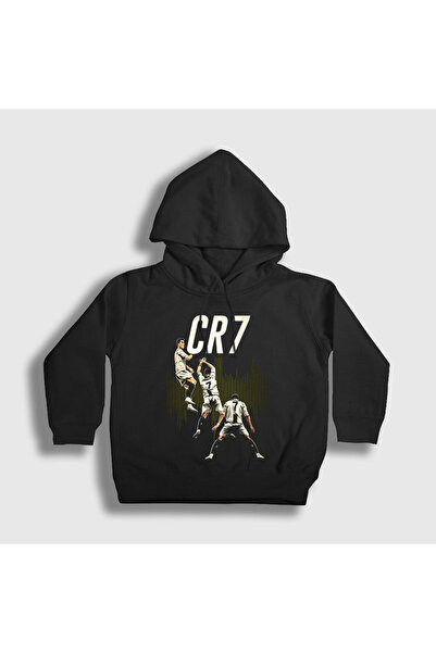 Presmono Unisex Çocuk Siyah Celebration Futbol Cr7 Cristiano Ronaldo Kapüşonlu Sweatshirt 319812tt