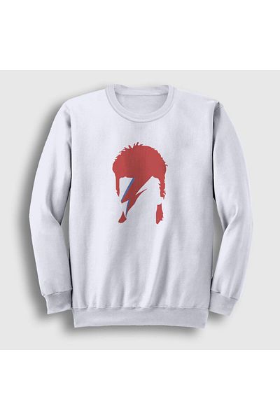 Presmono Φούτερ Unisex White Lightning Lightning David Bowie 302011 ττ