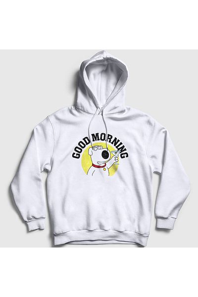 Presmono Unisex White Morning Φούτερ με κουκούλα Brian Griffin Family Guy 300680 ττ