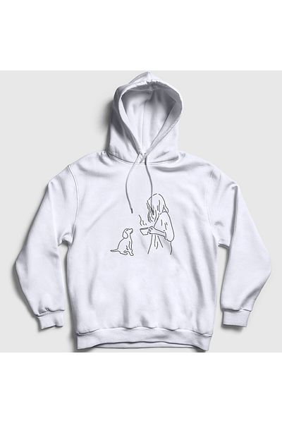 Presmono Φούτερ Unisex White Dog And Coffee Dog με κουκούλα 286053 ττ