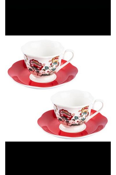 Tantitoni 2-Piece Cross Stitch New Bone Coffee Cup Set (Elvin Home Concept)
