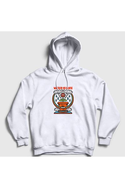 Presmono Φούτερ Unisex White Water Is Life Flower με κουκούλα 289531 ττ