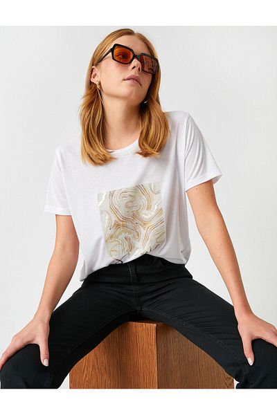 Koton Crew Neck Short Sleeve Printed T-Shirt