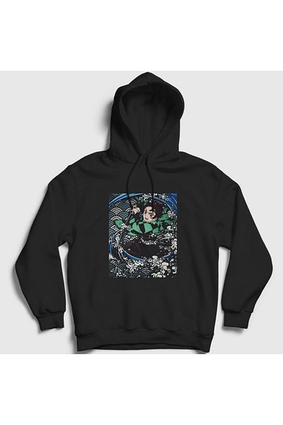 Presmono Anime Demon Slayer Kimetsu No Yaiba Unisex Μαύρο φούτερ με κουκούλα - 307813 ττ