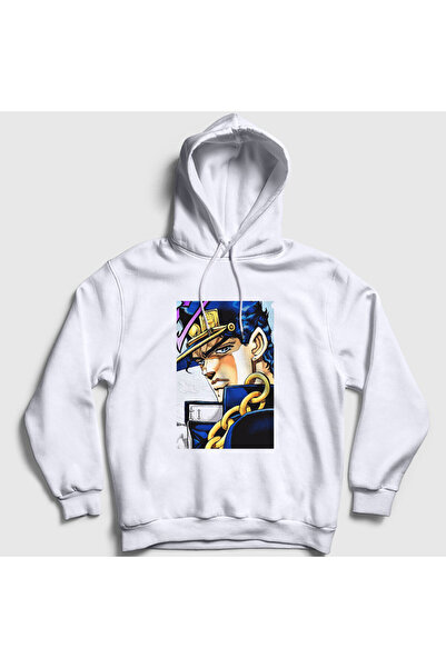 Presmono Unisex Λευκό Jotaro Kujo V2 Anime Jojo φούτερ με κουκούλα 322387 ττ