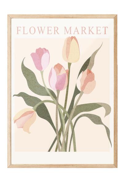 Postifull Amsterdam Flower Market Framed Painting, Vertical Wall Painting Comfort Series No:108542