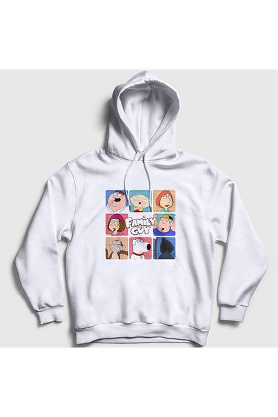 Presmono Unisex Λευκή αφίσα Family Guy Hooded φούτερ 300883 ττ