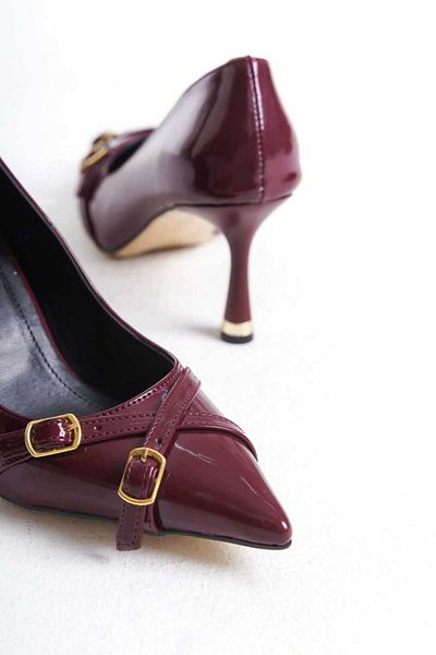 v.s.h velvet Women's Stiletto Patent Leather Closed Back Stylish Women's Stiletto