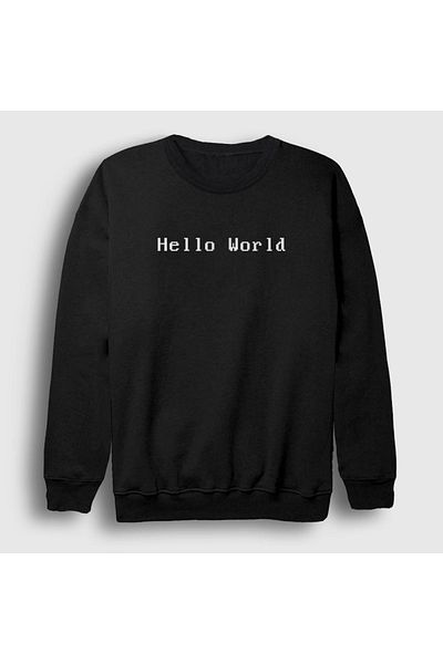 Presmono Унисекс черен суитшърт Hello World Coder Programmer Developer 334611tt